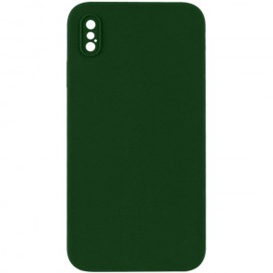 Silicone Case Square Full Camera Protective (AA) NOLOGO для Apple iPhone XS Max (6.5") Зелений / Army green