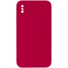 Silicone Case Square Full Camera Protective (AA) NOLOGO для Apple iPhone XS Max (6.5") Красный / Rose Red