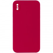 Silicone Case Square Full Camera Protective (AA) NOLOGO для Apple iPhone XS Max (6.5") Красный / Rose Red