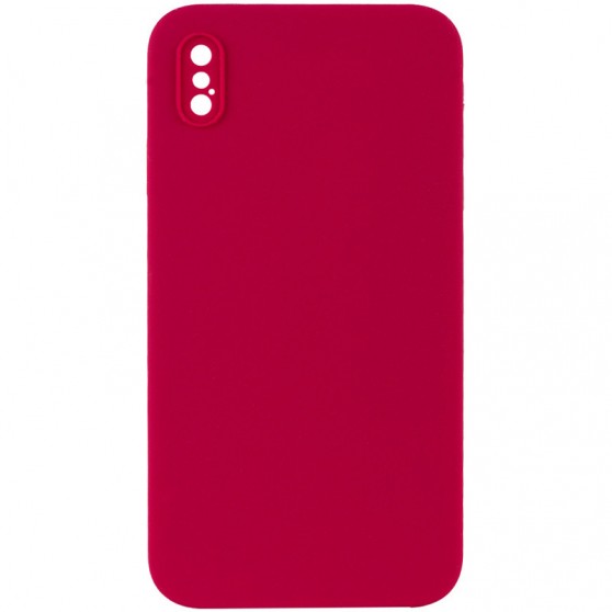 Silicone Case Square Full Camera Protective (AA) NOLOGO для Apple iPhone XS Max (6.5") Красный / Rose Red