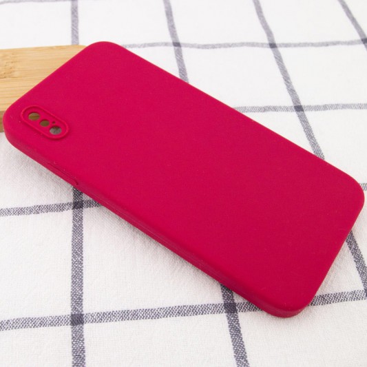 Silicone Case Square Full Camera Protective (AA) NOLOGO для Apple iPhone XS Max (6.5") Красный / Rose Red - изображение 1