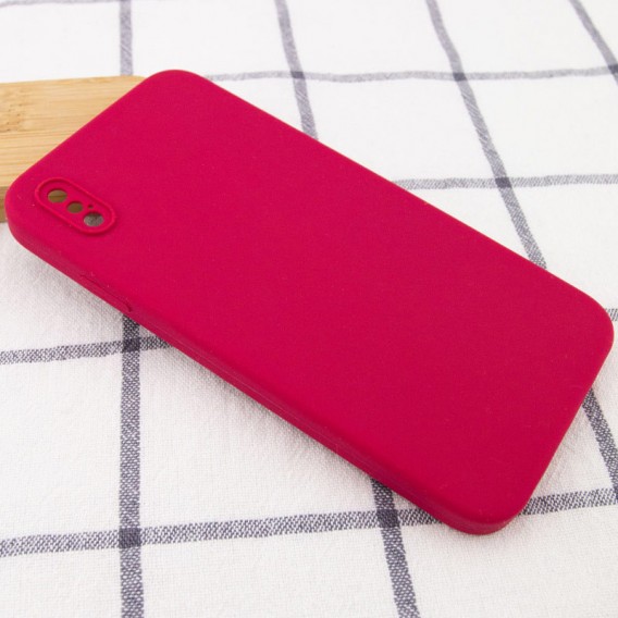 Silicone Case Square Full Camera Protective (AA) NOLOGO для Apple iPhone XS Max (6.5") Червоний / Rose Red