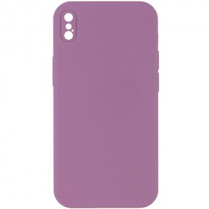 Чохол Silicone Case Square Full Camera Protective (AA) NOLOGO для Apple iPhone XS Max (6.5") Ліловий / Lilac Pride