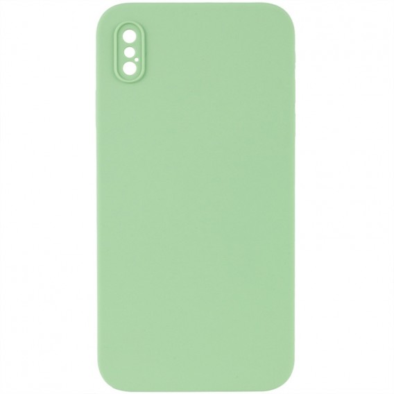 Silicone Case Square Full Camera Protective (AA) NOLOGO для Apple iPhone XS Max (6.5") М'ятний / Mint