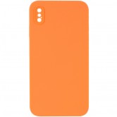 Чехол Silicone Case Square Full Camera Protective (AA) NOLOGO для Apple iPhone XS Max (6.5 дюйма) Оранжевый / Papaya