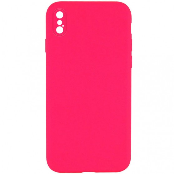 Silicone Case Square Full Camera Protective (AA) NOLOGO для Apple iPhone XS Max (6.5") Розовый / Barbie pink