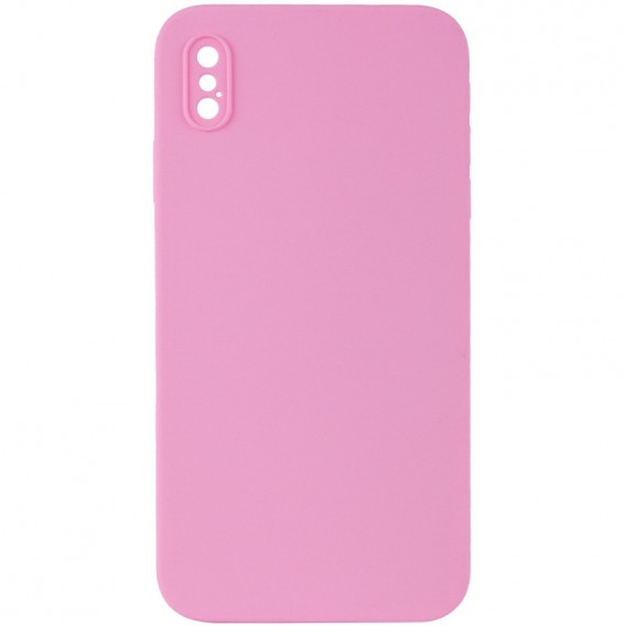Silicone Case Square Full Camera Protective (AA) NOLOGO для Apple iPhone XS Max (6.5") Рожевий / Light pink