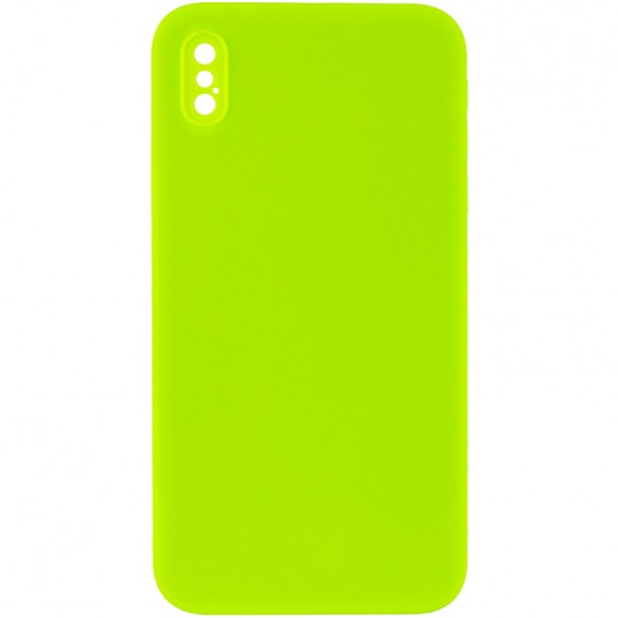 Silicone Case Square Full Camera Protective (AA) NOLOGO для Apple iPhone XS Max (6.5") Салатовий / Neon green