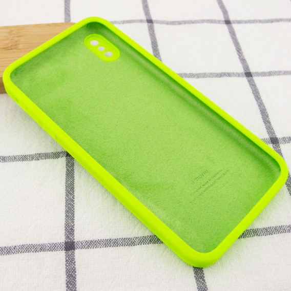 Silicone Case Square Full Camera Protective (AA) NOLOGO для Apple iPhone XS Max (6.5") Салатовий / Neon green