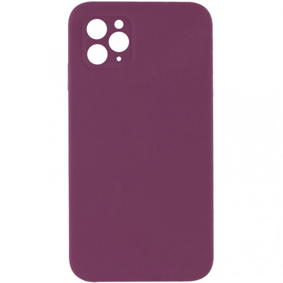 Silicone Case Square Full Camera Protective (AA) NOLOGO для Apple iPhone 11 Pro (5.8") Бордовий / Maroon