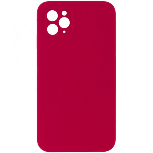 Silicone Case Square Full Camera Protective (AA) NOLOGO для Apple iPhone 11 Pro (5.8") Червоний / Rose Red