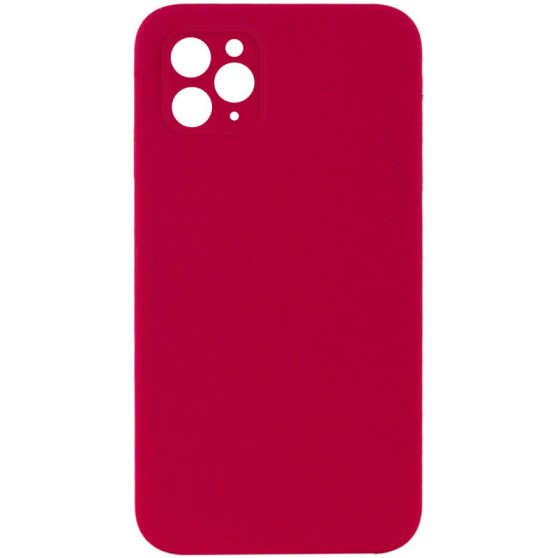 Silicone Case Square Full Camera Protective (AA) NOLOGO для Apple iPhone 11 Pro (5.8") Червоний / Rose Red