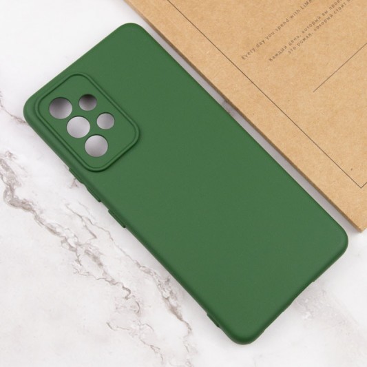 Чехол TPU GETMAN Liquid Silk Full Camera для Samsung Galaxy A32 4G Зеленый / Dark green - изображение 3