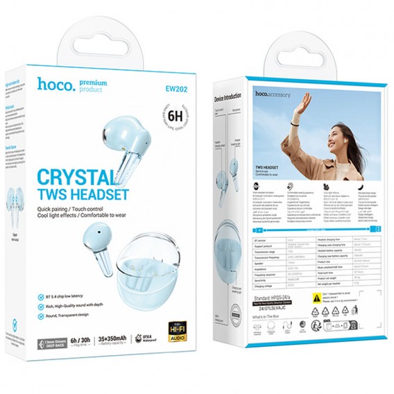 Бездротові TWS навушники Hoco EW202 Magic Blue