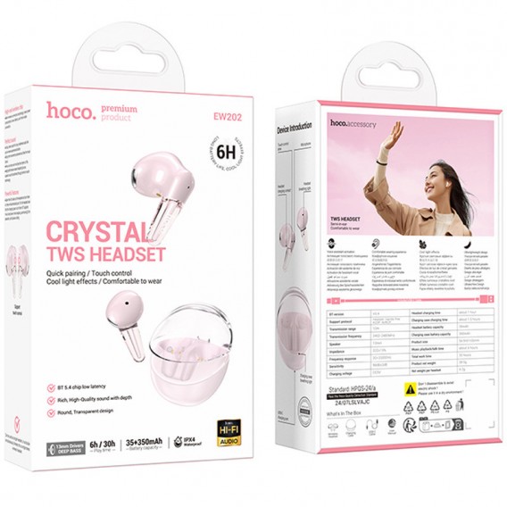 Бездротові TWS навушники Hoco EW202 Magic Pink