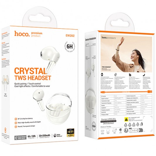 Бездротові TWS навушники Hoco EW202 Magic Milky White - зображення 1 