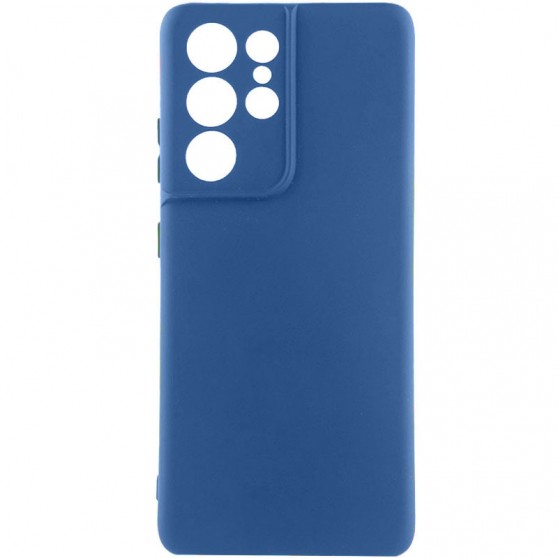 Чехол TPU GETMAN Liquid Silk Full Camera для Samsung Galaxy S22 Ultra Синий / Navy Blue