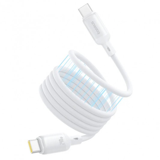 Дата кабель Baseus PicoGo Magnetic Liquid Silicone Type-C to Type-C 240W (1m) (P10376800) Moon White - изображение 2