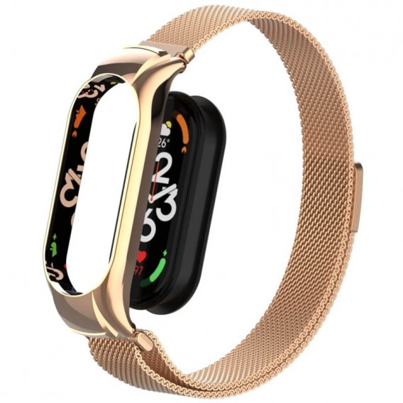 Ремінець Milanese Loop Design для Xiaomi Mi Band 7 Pink Gold