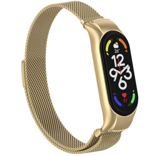 Ремінець Milanese Loop Design для Xiaomi Mi Band 7 Vintage gold - зображення 2 