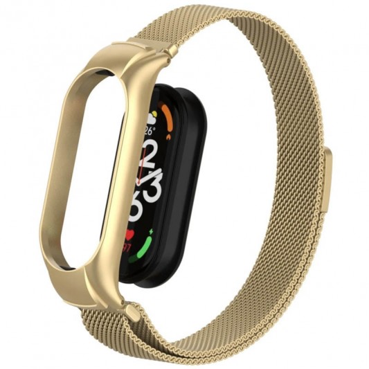 Ремінець Milanese Loop Design для Xiaomi Mi Band 7 Vintage gold - зображення 3 