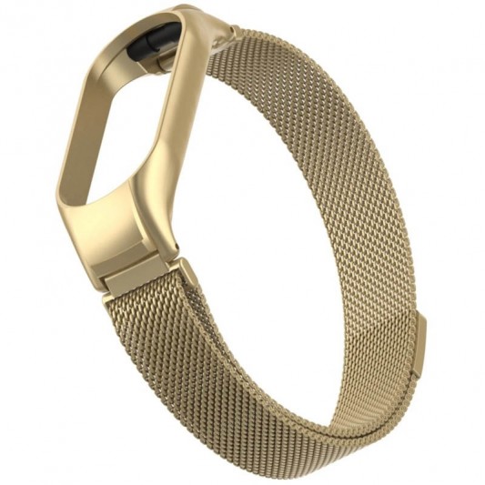 Ремінець Milanese Loop Design для Xiaomi Mi Band 7 Vintage gold - зображення 4 