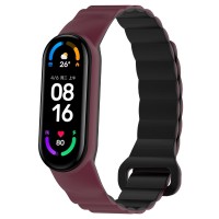 Ремешок Dual-color Magnetic для Xiaomi Mi Band 7/6/5/4/3 Plum / Black