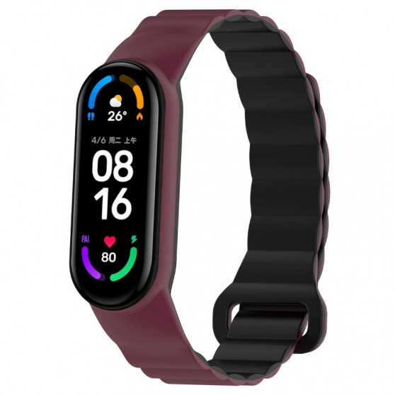 Ремінець Dual-color Magnetic для Xiaomi Mi Band 7/6/5/4/3 Plum / Black
