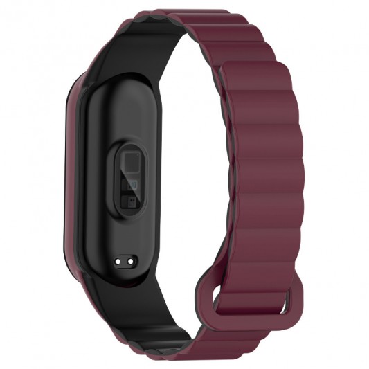 Ремінець Dual-color Magnetic для Xiaomi Mi Band 7/6/5/4/3 Plum / Black - зображення 1 