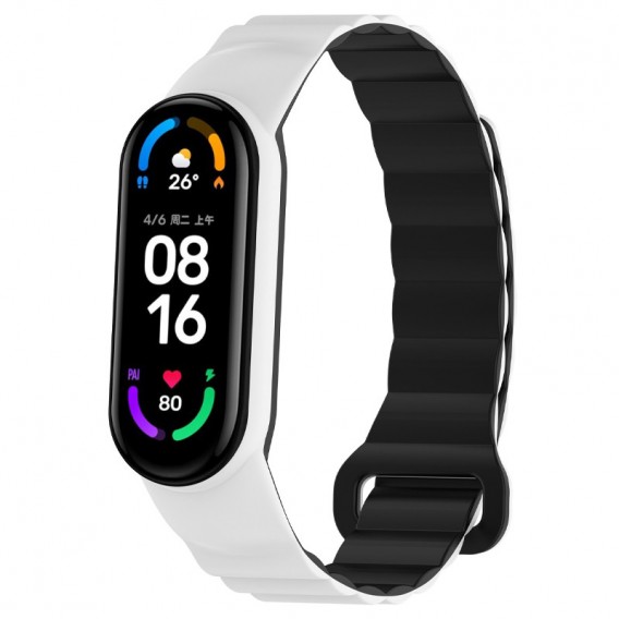 Ремінець Dual-color Magnetic для Xiaomi Mi Band 7/6/5/4/3 White / Black