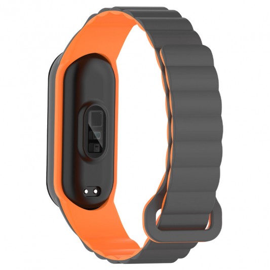 Ремінець Dual-color Magnetic для Xiaomi Mi Band 7/6/5/4/3 Gray / Orange - зображення 1 