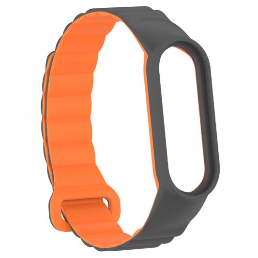 Ремінець Dual-color Magnetic для Xiaomi Mi Band 7/6/5/4/3 Gray / Orange - зображення 2 