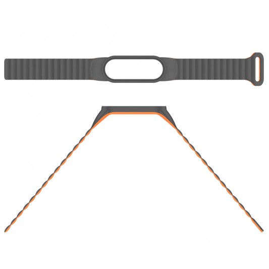 Ремінець Dual-color Magnetic для Xiaomi Mi Band 7/6/5/4/3 Gray / Orange - зображення 3 