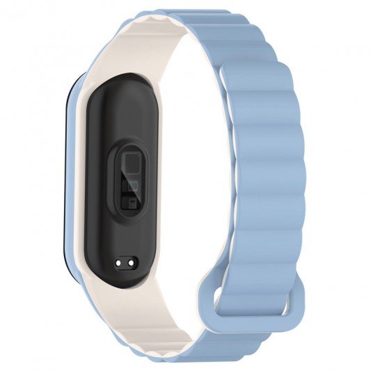 Ремінець Dual-color Magnetic для Xiaomi Mi Band 7/6/5/4/3 Lilac Blue / White - зображення 1 
