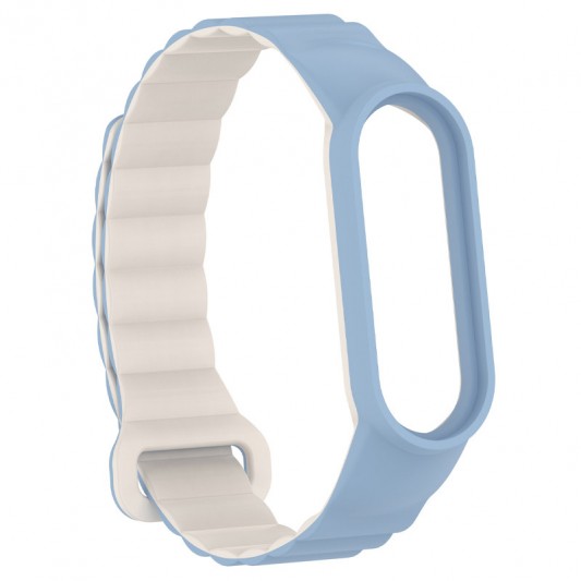 Ремінець Dual-color Magnetic для Xiaomi Mi Band 7/6/5/4/3 Lilac Blue / White - зображення 2 