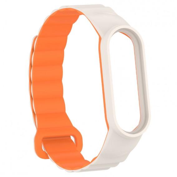 Ремінець Dual-color Magnetic для Xiaomi Mi Band 7/6/5/4/3 White / Orange
