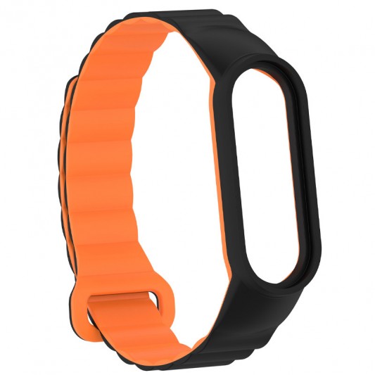 Ремінець Dual-color Magnetic для Xiaomi Mi Band 9/8 Black / Orange - зображення 2 