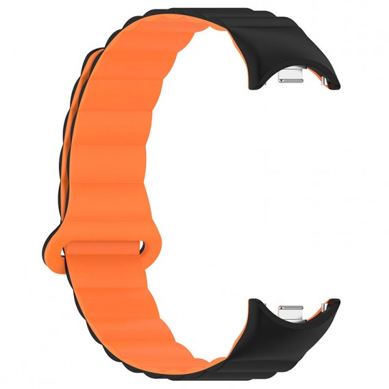 Ремешок Dual-color Magnetic для Xiaomi Mi Band 9/8/10 Black / Orange