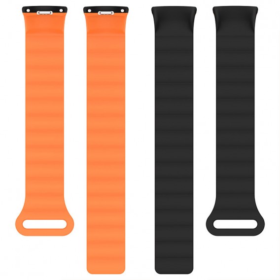Ремешок Dual-color Magnetic для Xiaomi Mi Band 9/8/10 Black / Orange