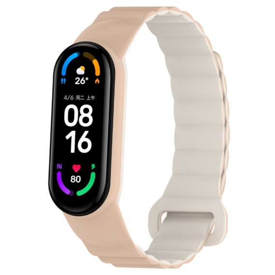 Ремінець Dual-color Magnetic для Xiaomi Mi Band 9/8 Beige / White