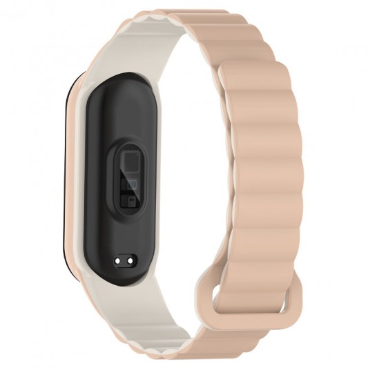 Ремінець Dual-color Magnetic для Xiaomi Mi Band 9/8 Beige / White - зображення 1 