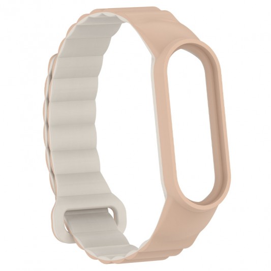 Ремінець Dual-color Magnetic для Xiaomi Mi Band 9/8 Beige / White - зображення 2 