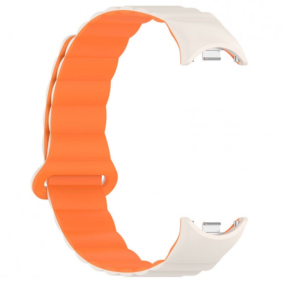 Ремінець Dual-color Magnetic для Xiaomi Mi Band 9/8/10 White / Orange