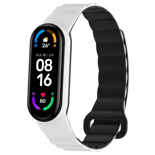 Ремінець Dual-color Magnetic для Xiaomi Mi Band 9/8 White / Black