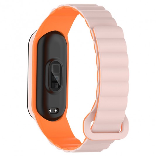 Ремінець Dual-color Magnetic для Xiaomi Mi Band 9/8 Light Pink / Orange - зображення 1 
