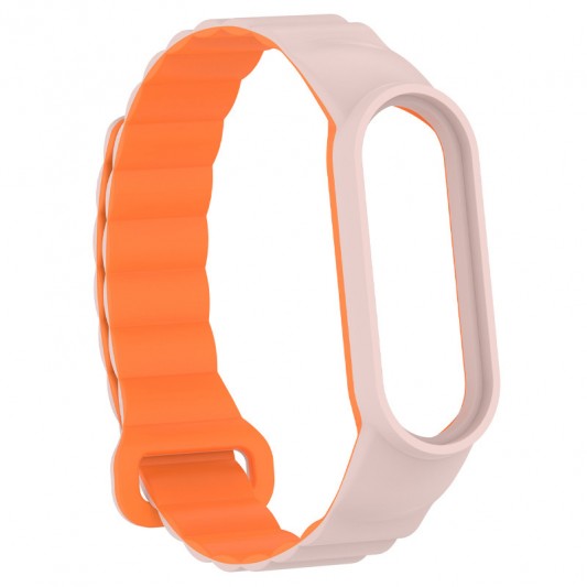 Ремінець Dual-color Magnetic для Xiaomi Mi Band 9/8 Light Pink / Orange - зображення 2 