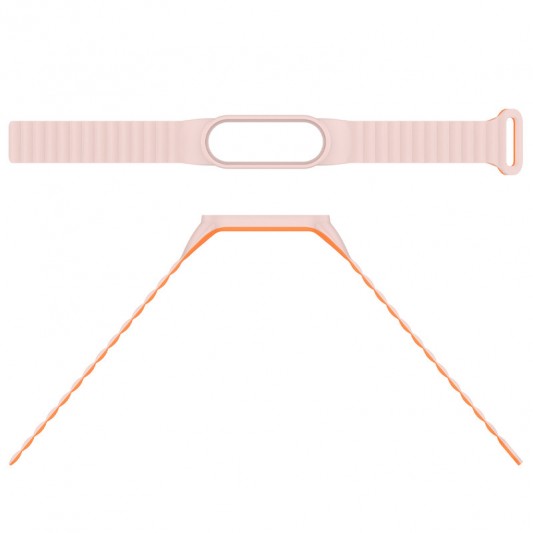 Ремінець Dual-color Magnetic для Xiaomi Mi Band 9/8 Light Pink / Orange - зображення 3 