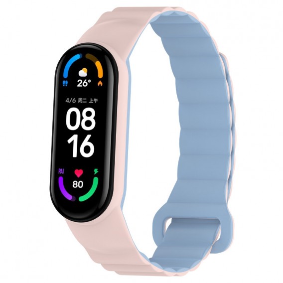 Ремінець Dual-color Magnetic для Xiaomi Mi Band 9/8 Light Pink / Lilac Blue