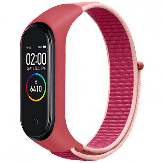 Ремінець Nylon New для Xiaomi Mi Band 3/4/5/6/7 Pomegranate Red / Pink