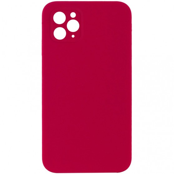 Silicone Case Square Full Camera Protective (AA) NOLOGO для Apple iPhone 11 Pro Max (6.5") Красный / Rose Red